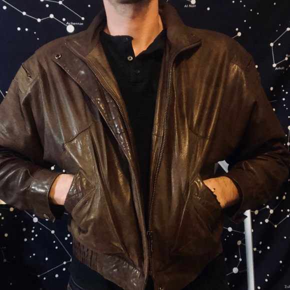 Reed Sportswear Other - Vintage Genuine Leather Brown Bomber Jacket